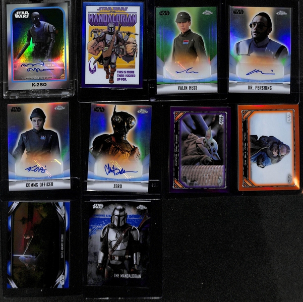 Lot of (10) Modern Star Wars Cards w.(4) Autographs Inc. K-2SO Autograph #d 01/25, 2022 Topps Chrome Comic Book Artwork Card CC-1 The Mandalorian #d /99, and More!