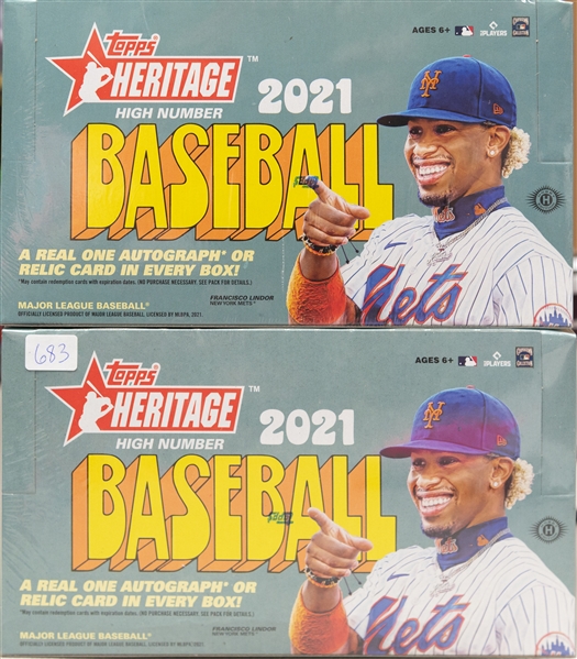 Lot of (2) 2021 Topps Heritage High Number Baseball Hobby Box - Sealed ( 1 Autograph/Box)