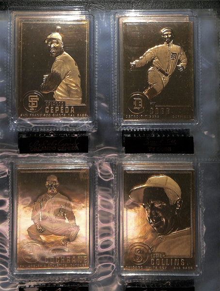 1996-03 Danbury Mint 22kt Gold 2 Binder Sets w. 100 Total Cards Including Babe Ruth, Ty Cobb, Many More 
