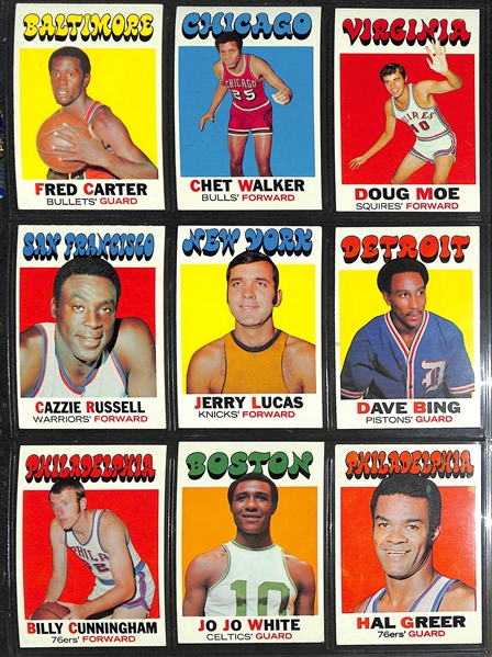 1971-72 Topps Basketball Quality Starter Set of 168 Cards w. Lucas, Cunningham, Monroe, +
