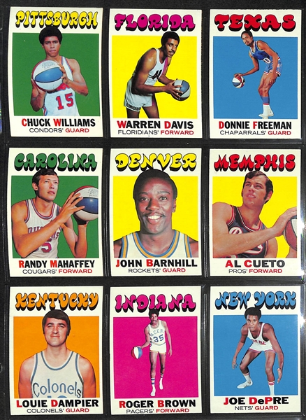 1971-72 Topps Basketball Quality Starter Set of 168 Cards w. Lucas, Cunningham, Monroe, +