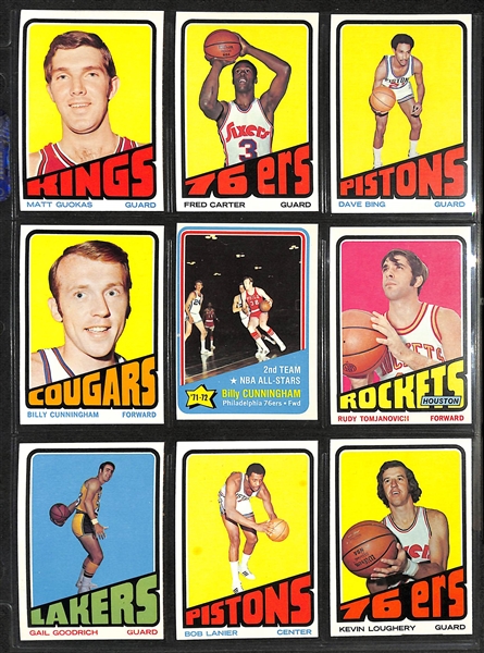 1972-73 Topps Basketball High-Quality Starter Set of 181 Cards w. Goodrich, Lanier, Cunningham, +