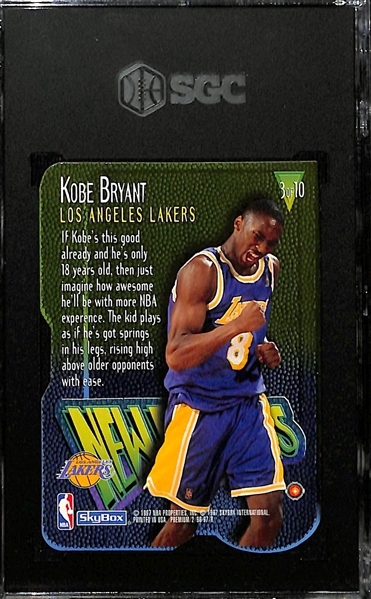 1996-97 Kobe Bryant Skybox Premium New Editions Rookie Card #3 Graded SGC 8