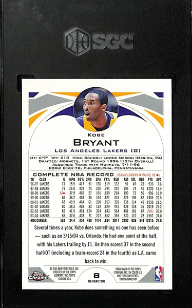 2004-05 Topps Chrome Kobe Bryant #8 Refractor Graded SGC 9