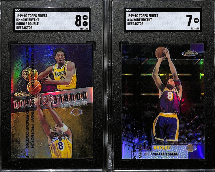 (2) Kobe Bryant Refractors - 1998 Topps Finest Double Double #D2 (SGC 8) & 1999 Topps Finest #64 (SGC 7)