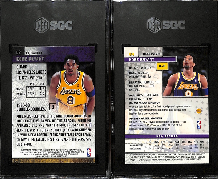 (2) Kobe Bryant Refractors - 1998 Topps Finest Double Double #D2 (SGC 8) & 1999 Topps Finest #64 (SGC 7)