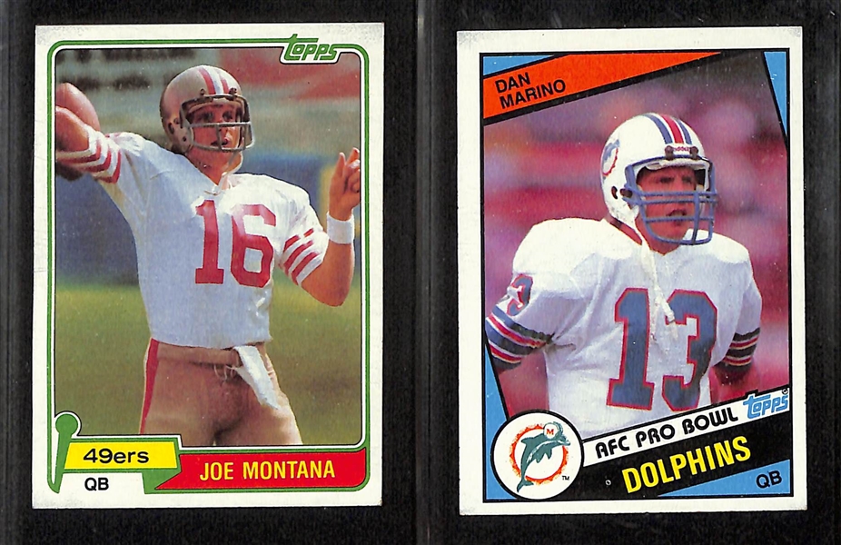 Lot of (11) Football Rookies and Stars w. Joe Montana and Dan Marino Rookies, and Very Rare 1991 Pro Line Troy Aikman Autographed Card