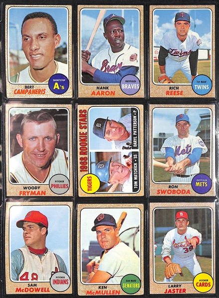 1968 Topps Baseball Complete Set of 598 Cards w. Mickey Mantle PSA 3, Nolan Ryan Rookie PSA 3, Johnny Bench PSA 2