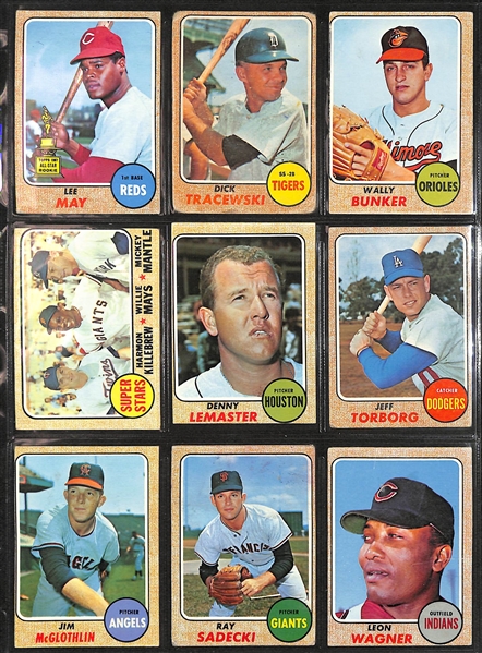 1968 Topps Baseball Complete Set of 598 Cards w. Mickey Mantle PSA 3, Nolan Ryan Rookie PSA 3, Johnny Bench PSA 2