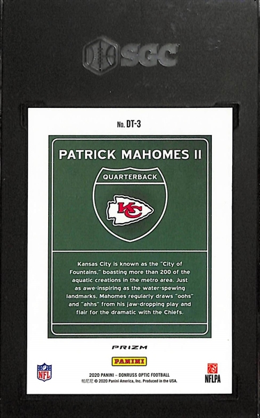 2020 Donruss Optic Patrick Mahomes Downtown Graded SGC 8