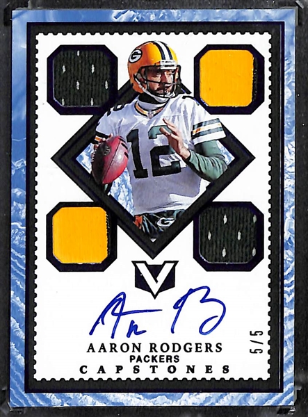 2017 Panini Vertex Aaron Rodgers Capstones Autograph Jersey Patch Card (#/5)