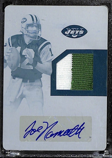 2017 National Treasures Joe Namath Autograph Jersey Patch Printing Plate (#/1)