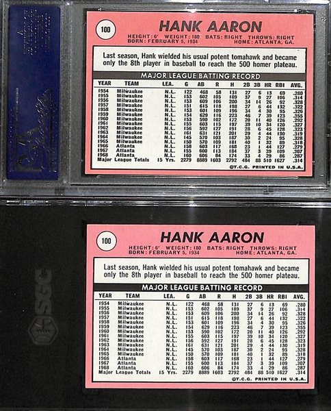 (2) 1969 Topps Hank Aaron #100 Graded Cards - PSA 7 & SGC 5.5