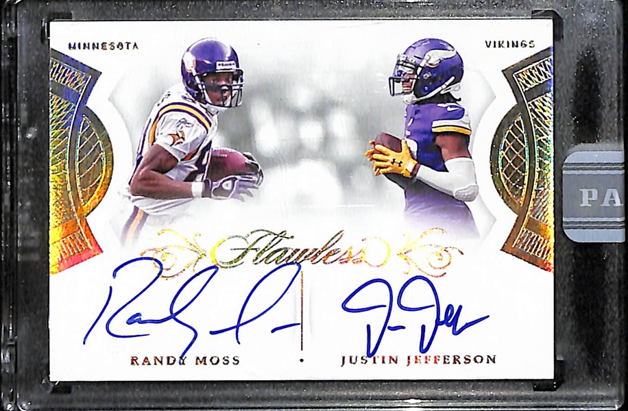 2021 Panini Flawless Randy Moss and Justin Jefferson Dual Autograph White Box 1/1