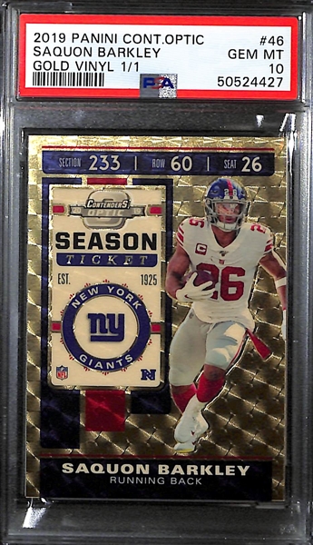 2019 Panini Contenders Optic Gold Vinyl Saquon Barkley Graded PSA 10 (1/1)