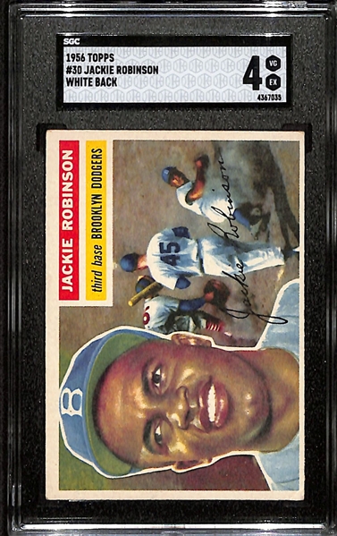 1956 Topps Jackie Robinson #30 White Back Graded SGC 4