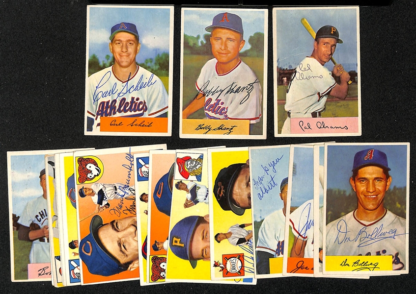 Lot of (18) Signed 1953-1955 Baseball Cards w. Scheib, Shantz and Abrams, + (JSA Auction Letter)