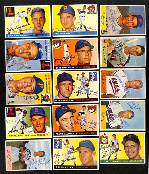 Lot of (18) Signed 1953-1955 Baseball Cards w. Scheib, Shantz and Abrams, + (JSA Auction Letter)