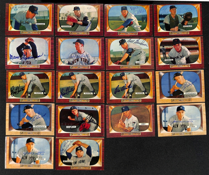 Lot of (23) Signed 1955 Bowman Yankees & NY Giants Baseball Cards w. Larsen, Wilhelm, Slaughter, Skowron, and Dark, + (JSA Auction Letter)