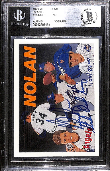 ULTRA RARE 1991 Upper Deck Heroes #18 Nolan Ryan w. Strike Out Kings  Inscription #ed 1100/2500 Autograph, Only 25 Examples are Inscribed - Beckett Authentic