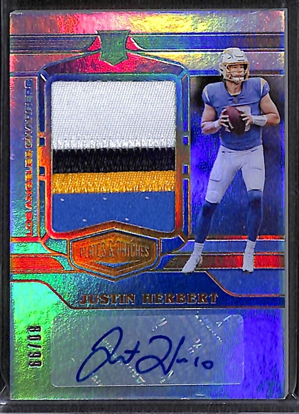 2020 Panini Plates and Patches Justin Herbert Autograph Jersey Patch Rookie Card (#/99)