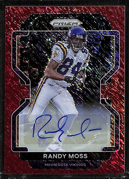 2021 Panini Prizm Randy Moss Autograph Red Shimmer (#/10)