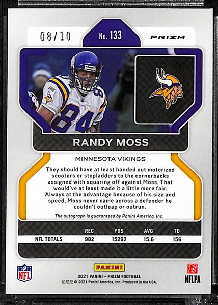 2021 Panini Prizm Randy Moss Autograph Red Shimmer (#/10)