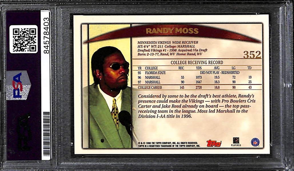 1998 Topps Randy Moss Signed Rookie Card Roy 98 Inscribed