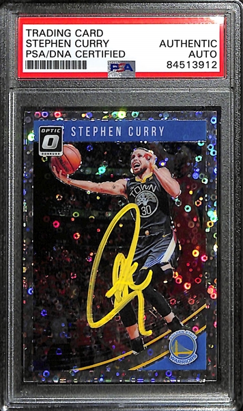 2018-19 Panini Donruss Optic Basketball Stephen Curry Signed Silver Fastbreak Card (PSA DNA Authenticated/Slabbed)