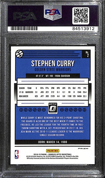 2018-19 Panini Donruss Optic Basketball Stephen Curry Signed Silver Fastbreak Card (PSA DNA Authenticated/Slabbed)