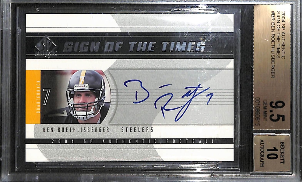 2004 SP Authentic Ben Roethlisberger Sign of the Times Autograph Rookie Card Graded BGS 9.5