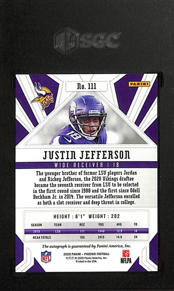 2020 Panini Phoenix Justin Jefferson Autograph Rookie Card Graded SGC 9.5 (10 Auto)