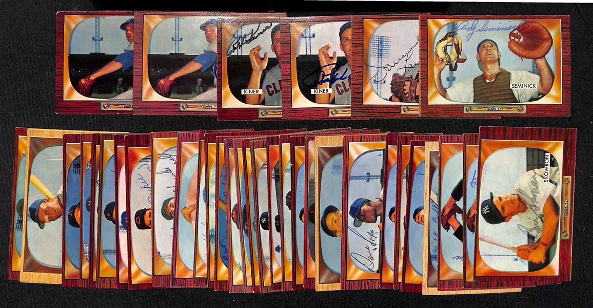 Lot of (36) Signed 1955 Bowman Baseball Cards w. (2) Erskine, (2) Kiner, Law, and Seminick  + (JSA Auction Letter) 