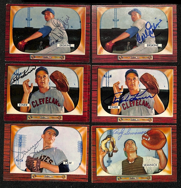 Lot of (36) Signed 1955 Bowman Baseball Cards w. (2) Erskine, (2) Kiner, Law, and Seminick  + (JSA Auction Letter) 