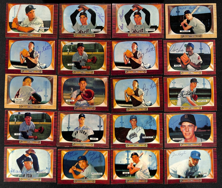 Lot of (36) Signed 1955 Bowman Baseball Cards w. (2) Erskine, (2) Kiner, Law, and Seminick  + (JSA Auction Letter) 