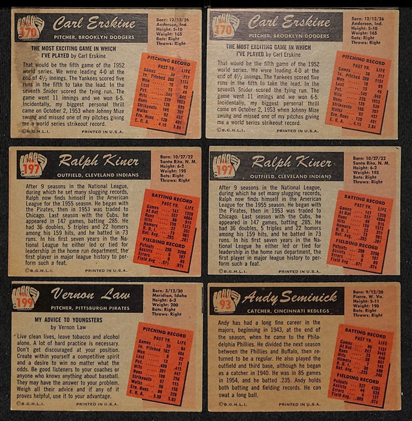 Lot of (36) Signed 1955 Bowman Baseball Cards w. (2) Erskine, (2) Kiner, Law, and Seminick  + (JSA Auction Letter) 