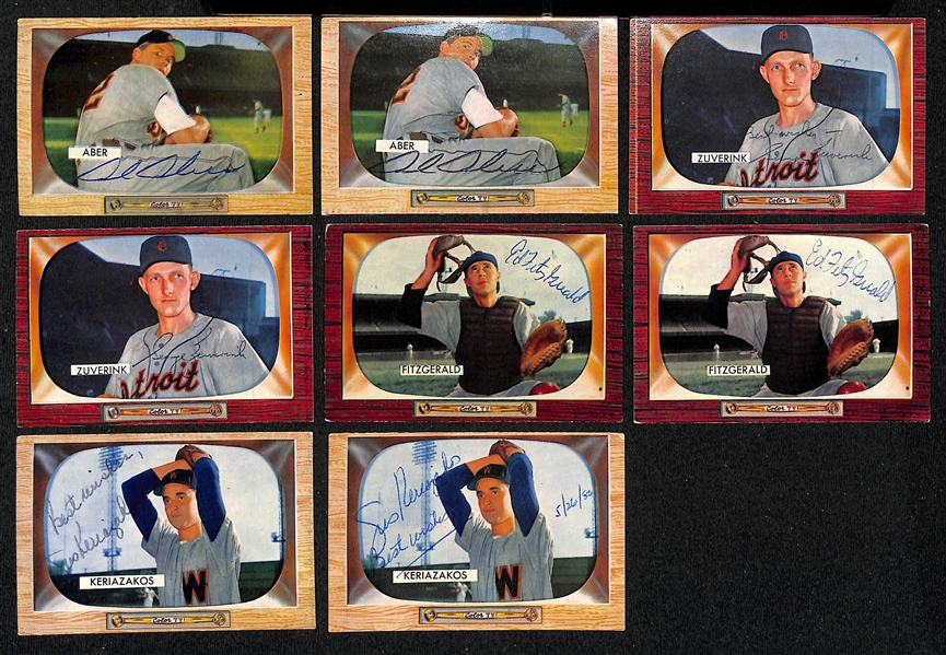 Lot of (34) Signed 1955 Bowman Baseball Cards w. Vernon, Pafko, Kuenn, Raschi, Law, and Yost + (JSA Auction Letter)