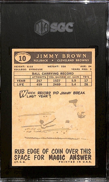 1959 Topps #10 Jim Brown Graded SGC 4