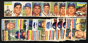 Lot of (27) Signed 1956 Topps As & Braves w. Shantz, Kellner, Ditmar, Thomson, Pafko, Adcock, (2) Crandall, + (JSA Auction Letter) 