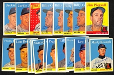 Lot of (26) Signed 1958 Topps Red Sox Cards w. (2) Jensen, Malzone, (4) Consolo, and Piersall, + (JSA Auction Letter)