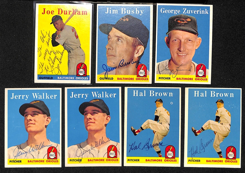 Lot of (29) Signed 1958 Topps Orioles & Senators Cards w. Triandos, Pappas, Yost, Sievers, and Woodling, + (JSA Auction Letter)