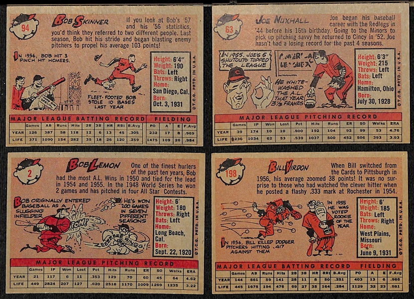 Lot of (29) Signed 1958 Topps Pirates, Indians, Reds Cards w. Skinner, Nuxhall, Lemon, and Virdon, + (JSA Auction Letter)