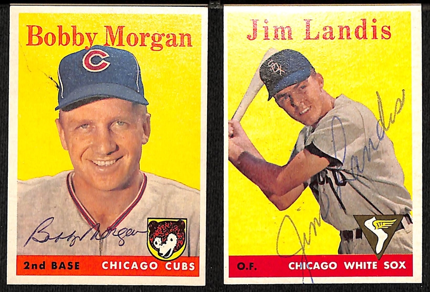 Lot of (27) Signed 1958 Topps White Sox and Cubs Cards w. Morgan & Landis, + (JSA Auction Letter) 