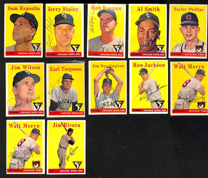 Lot of (27) Signed 1958 Topps White Sox and Cubs Cards w. Morgan & Landis, + (JSA Auction Letter) 