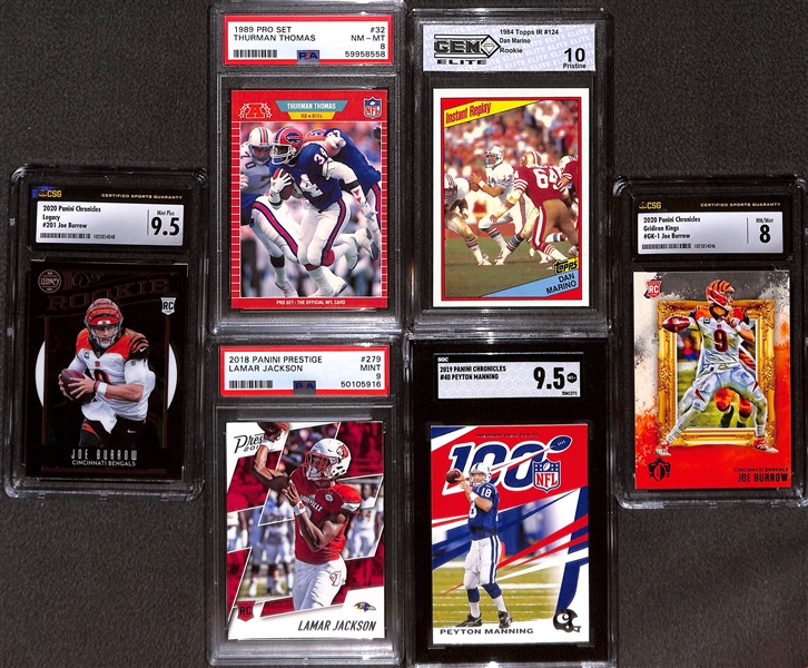 Lot of (18) Graded NFL Rookies and Stars Lot w. 2017 Leaf Special Release Patrick Mahomes RC PSA 8, 2022 Onyx Premium Justin Herbert Auto PSA 10 and Much More!