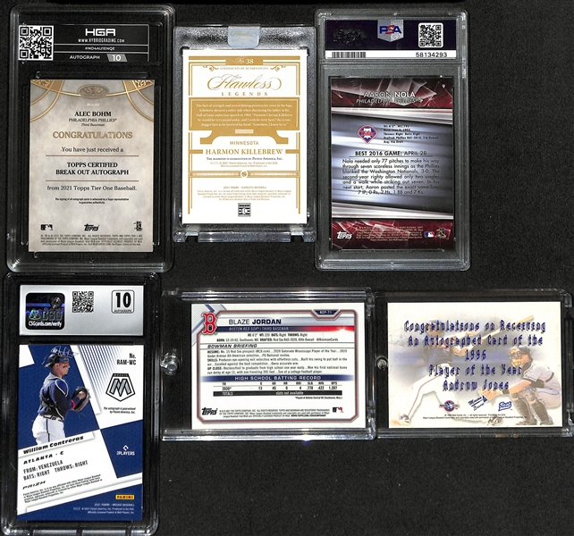 Lot of (40+) Baseball Rookies, Star, Patch, Graded and Autographed Lot w. 2021 Topps Tier 1 Alex Bohm Auto /150 HGA 9.5, 2021 Flawless Hamon Killebrew Dual Diamond /5, and Much More