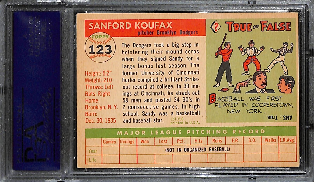 1955 Topps Sandy Koufax Rookie #123 Graded PSA 4