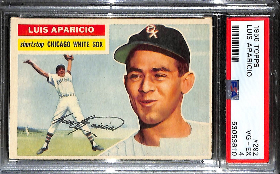 Lot of (3) PSA Graded 1950s Hall of Famers- 1954 Bowman Roy Campanella (PSA 4), 1956 Topps Richie Ashburn (PSA 4), 1956 Topps Luis Aparicio Rookie (PSA 4)