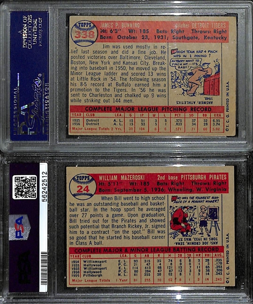 Jim Bunning and Bill Mazeroski 1957 Topps Baseball Rookie Cards each Graded PSA 4 