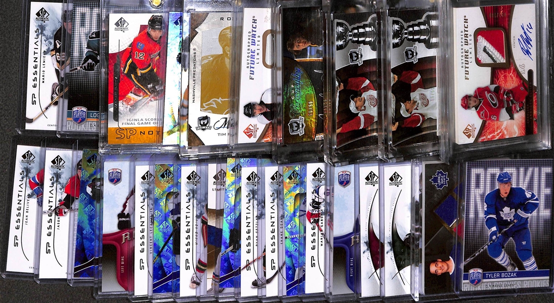 Lot of (28) Late 2000s Upper Deck Autographs Rookies and Jerseys inc. 2008-09 The Cup Pavel Datsyuk Stanley Cup Signatures (#/50), 2008-09 The Cup Nicklas Lidstrum Stanley Cup Signatures (#/50),...